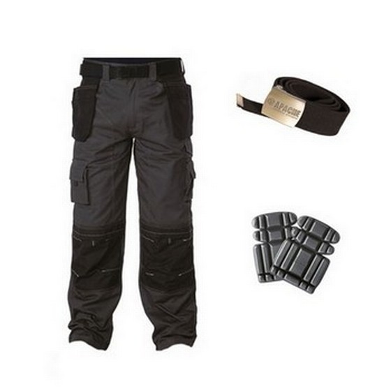 Apache Holsters Trousers, Knee Pad and Belt Deal 38 Inch Waist 33 Inch Leg Black / Grey