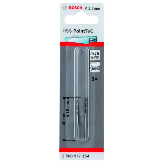 Bosch 2608577154 Pack Of 2 HSS Twist PointTec Drill Bits 1.5mm