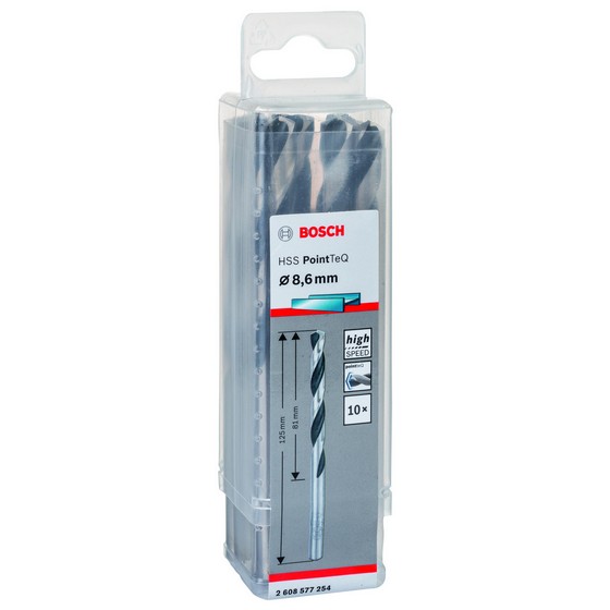 BOSCH 2608577254 HSS TWIST POINTTEQ DRILL BIT 8.6mm (PACK 10)