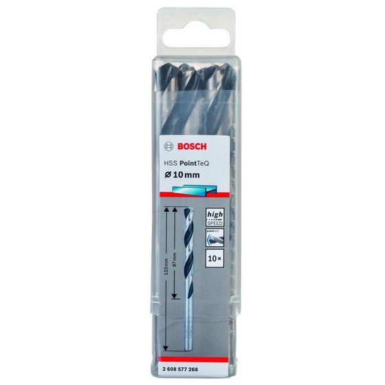 Bosch 2608577268 Pack Of 10 HSS Twist PointTeQ Drill Bits 10.0mm