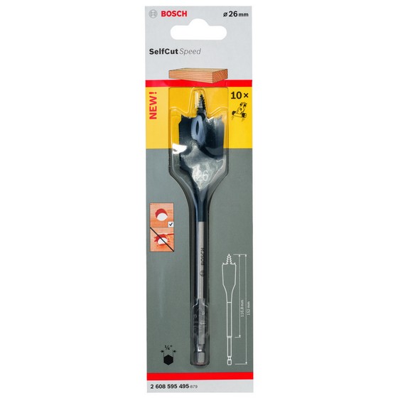 Bosch 2608595495 Self Cut Flat Wood Bit 26x152mm Anglia Tool Centre