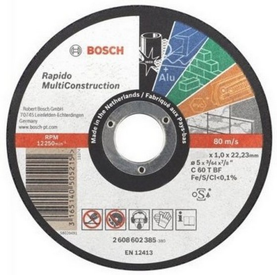Multi Construction Rapido Straight Cutting Disc 115 x 1 x 22mm BOSCH 