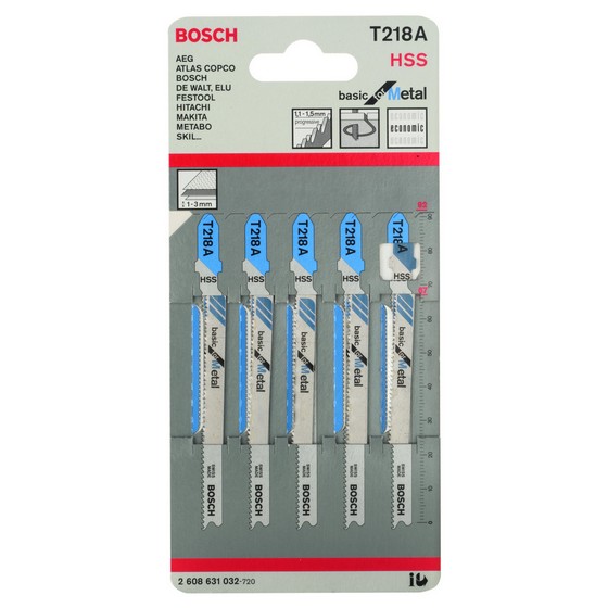 Bosch 2608631032 Pack Of 5 T218A Basic Metal Cutting Blades