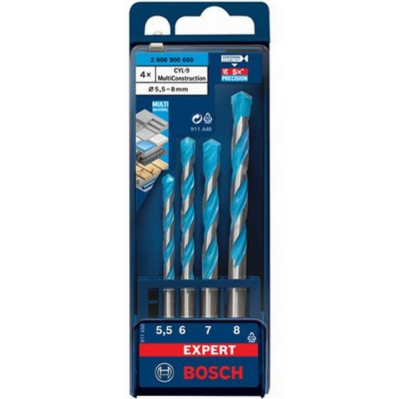 BOSCH 2608900650 4 PIECE MULTI-CONSTRUCTION DRILL BIT SET 5.5-8MM