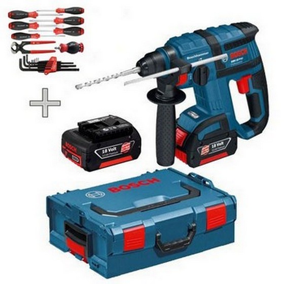 BOSCH GBH18V-LI 18V SDS HAMMER DRILL 2 x3.0ah Li-Ion BATTERIES + WIHA TOOL SET