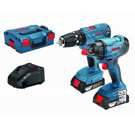 BOSCH GDR18V-160 + GSB TWIN PACK WITH 2X 2.0AH LI-ION BATTERIES (SUPPLIED IN L-BOXX)