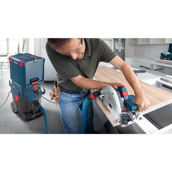 Bosch Gkt55gce Plunge Saw Kit In Lboxx, 2x Guide Rails, Bag & Connector