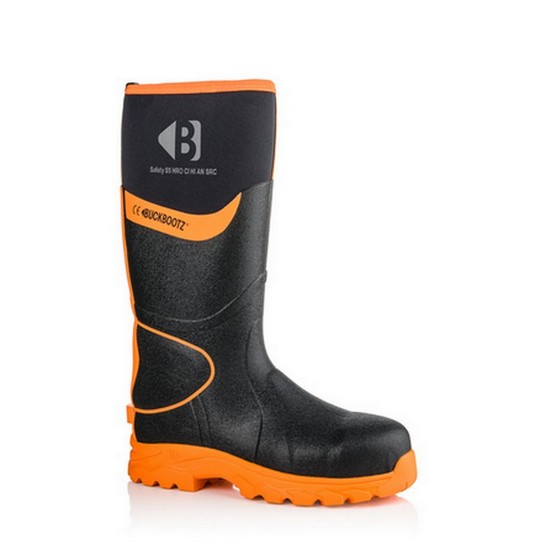 BUCKBOOTZ BBZ8 WELLINGTON BOOT BLK/ORANGE SIZE 7 