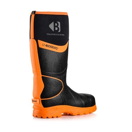 BUCKBOOTZ BBZ8 WELLINGTON BOOT BLK/ORANGE SIZE 7 