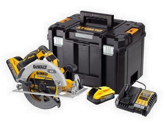 DEWALT DCS573H2T-GB 18v POWERSTACK BRUSHLESS CIRCULAR SAW 2 x 5.0ah LI-ION BATTERIES