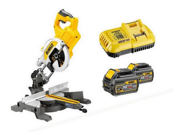 DEWALT DCS777T2-GB 54v FLEXVOLT XR MITRE SAW 216mm WITH 2 x 6.0ah LI-ION BATTERIES
