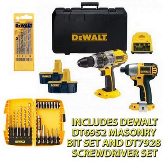 DEWALT DCX420B2 18V XRP COMBI DRILL & IMPACT KIT 2 x 2.6ah Ni-Mh INCLUDES DEWALT DRILL AND SCREWDRIVER SETS