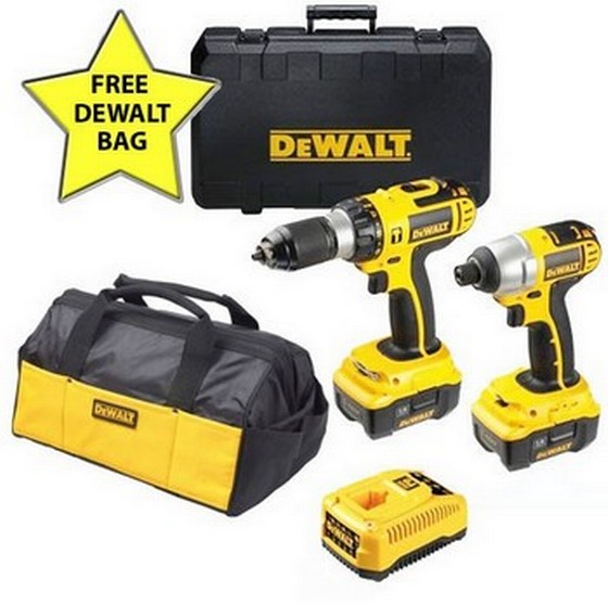 DEWALT DCX4241V COMBI DRILL / IMPACT SET 2x18V Li-ion + FREE MOTO GP BAG