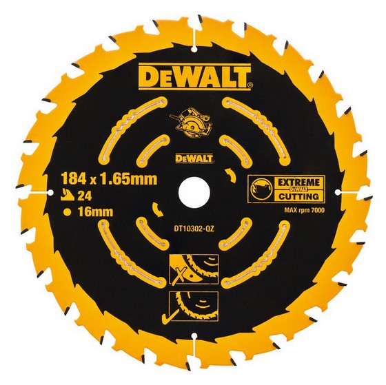 DEWALT DT10302-QZ CIRCULAR SAW BLADE 184MM x 16MM x 24T