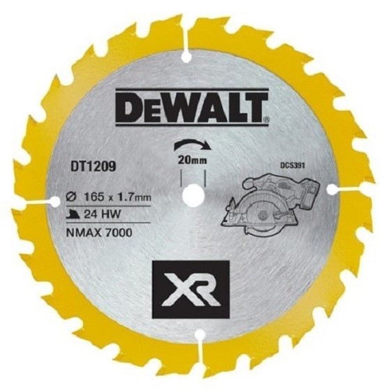 Dewalt Dt1209qz Cordless Trim Saw Blade 165mm X 20mm X 24t