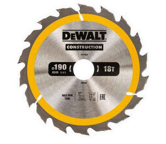 DeWalt DT1943-QZ Construction Circular Saw Blade 190x30mmx18T