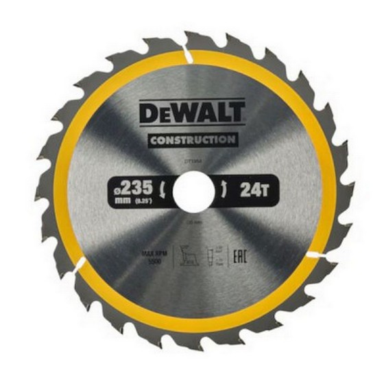 DEWALT DT1954-QZ CONSTRUCTION CIRCULAR SAW BLADE 24T X 30 X 235MM