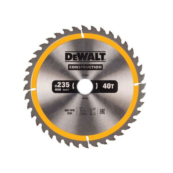 DEWALT DT1955-QZ CONSTRUCTION CIRCULAR SAW BLADE 40T X 30 X 235MM