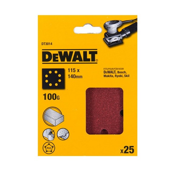 DEWALT DT3014-QZ 1/4 SANDING SHEET MULTI PURPOSE 100 GRIT (PACK OF 25)