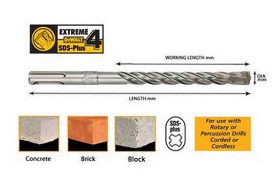 Dewalt DT9685-QZ 20x450mm Extreme 4 Cutter SDS+ Drillbit