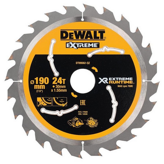 DEWALT DT99562-QZ FLEXVOLT XTREME RUNTIME CIRCULAR SAW BLADE 24t x 30 x 190mm