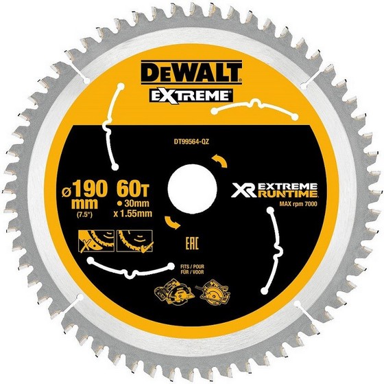 DEWALT DT99564-QZ XR FLEXVOLT SAW BLADE 190MM X 30MM 60T