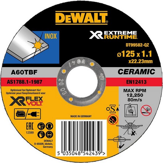 DEWALT DT99582-QZ XR FLEXVOLT METAL CUTTING DISC 125MM X 1.1MM