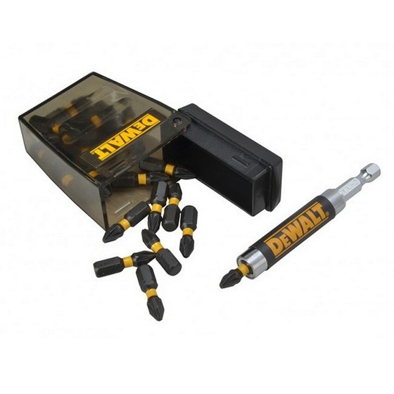 Dewalt Pz2 25mm Extreme Torsion Impact Screwdriver Bits With Bit Holder (pack Of 25)