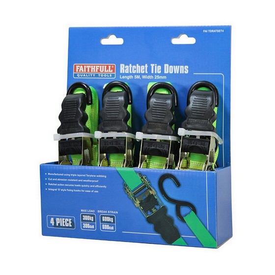 FAITHFULL FAITDRATSET4 4 PIECE RATCHET STRAP SET