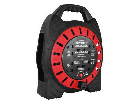 FAITHFULL XMS23CABLE10 10M 13A 4 SOCKET CABLE REEL