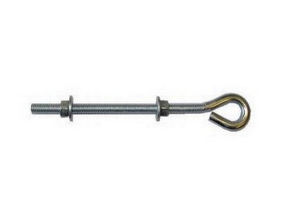 Fencing Eye Bolt With Nuts and Washers M10 x 250mm Bright Zinc Plated