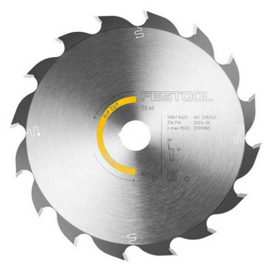 FESTOOL 205763 PW16 WOOD RIP SAW BLADE 20x168MM 