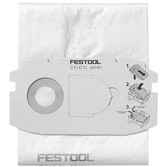 FESTOOL 496186 SCFIS-CT66/5 PACK OF 5 SELFCLEAN FILTER BAGS FITS CT/CTL/CTM36