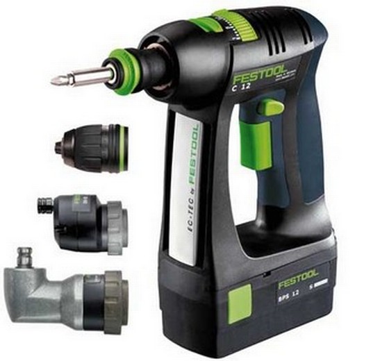 FESTOOL 564197 12V DRILL DRIVER 2 X 3.0ah NI-MH BATTERIES FASTFIX ANGLE ATTACHMENT, KEYLESS CHUCK & ECCENTRIC HEAD (SUPPLIED IN SYSTAINER CASE)