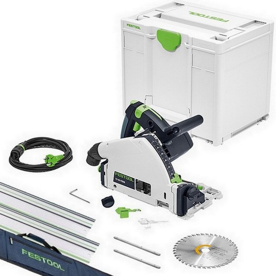 FESTOOL 576706 TS55 FEQ-PLUS PLUNGE SAW 240V + 2X RAILS, 2X CONNECTORS & GUIDE RAIL BAG