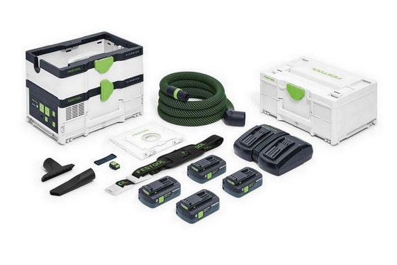 FESTOOL 576943 CTMC SYS HPC4.0 I-PLUS GB 18V MOBILE DUST EXTRACTOR 4 X 4.0AH LIO-ION BATTERIES & DUO CHARGER 
