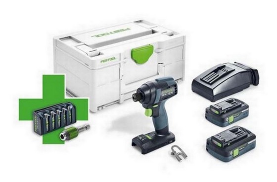 Festool 577201 Cordless Impact Driver with 2x 4Ah batteries, charger and FREE Impact Bit Set