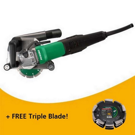 HIKOKI CM5MA/J1Z WALL CHASER 240V WITH 2 X DIAMOND BLADES INCLUDES TRIPLE BLADE WORTH Â£89.00 EX VAT