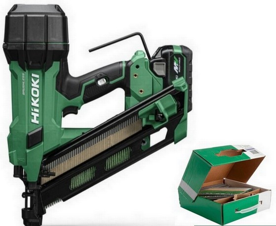 HIKOKI NR1890DCAJPZ 18V FRAMING NAILER 2 X 5.0AH LI- BATTERIES AND CHARGER (2ND GEN NAILER) C/W BOX OF 3.1 X 90MM NAILS 