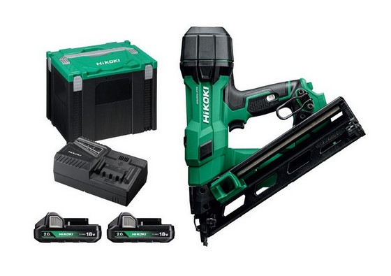HIKOKI NT1865DAAJXZ 18V 15G ANGLED FINISH NAILER 2 X 2.0AH LI-ION BATTERIES & CHARGER (2ND GEN NAILER)