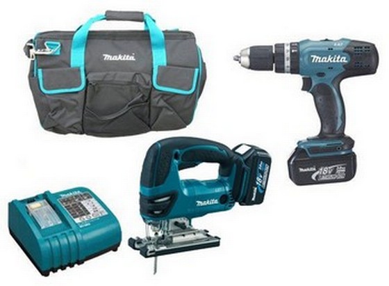 MAKITA BJV180RFE-CD 18V JIGSAW &  COMBI HAMMER DRILL TWIN PACK 2 X 3.0ah Li-ion BATTERIES IN KIT BAG