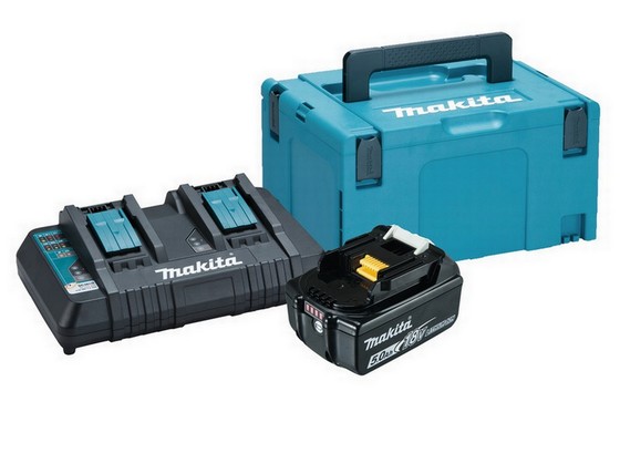 MAKITA  BL1850/DC18RD 18V LXT 5.0AH BATTERY & TWIN CHARGER SUPPLIED IN MAKPAC CARRY CASE