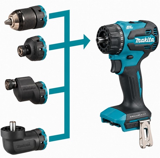 MAKITA DDF491ZJ01 18v LXT BRUSHLESS DRILL DRIVER 4 X INTERCHANGABLE HEADS (BODY ONLY)
