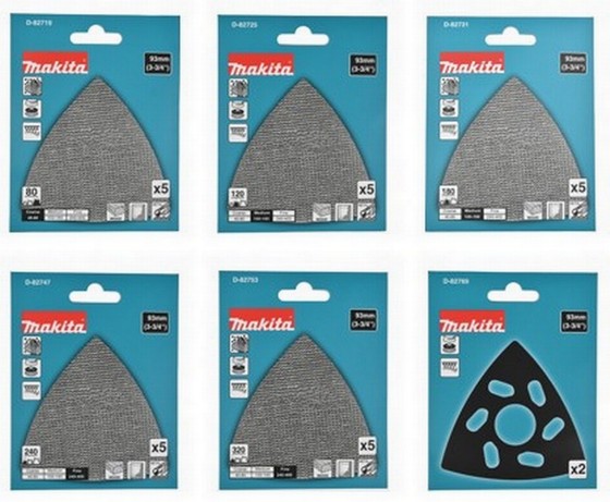 MAKITA DELTA NET ABRASIVE SANDING SET. 25 ASSORTED SANDING PADS & 2 PAD SAVERS