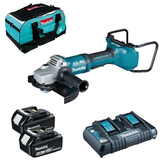 Makita Dga900rt 18v Twin Battery 230mm Angle Grinder With 2x 5.0ah Li