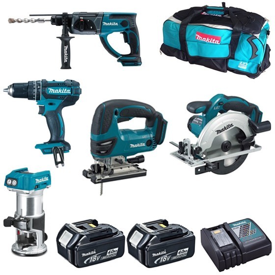 Makita Dhp482drt50dkp180djv180dss611 18v Piece Kit With 2x 4.0ah Li