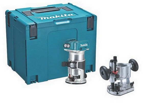MAKITA DRT50ZJ 18V BRUSHLESS ROUTER (BODY ONLY) IN MAKPAK CASE + 199563-0 PLUNGE BASE FREE OF CHARGE