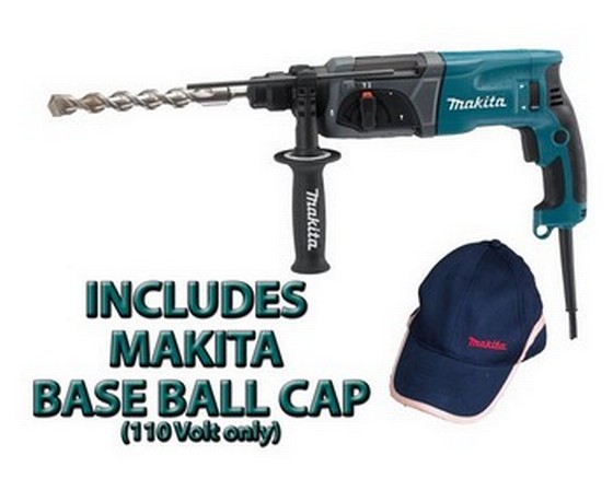 MAKITA HR2470 SDS+ 3 FUNCTION ROTARY HAMMER DRILL 110V WITH MAKITA BASEBALL CAP