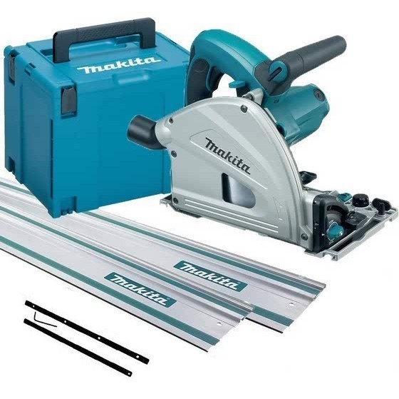 MAKITA SP6000J1 165MM CIRCULAR PLUNGE SAW 240V WITH 2X 1.5M RAILS, CONNECTOR AND MAKPAC CASE