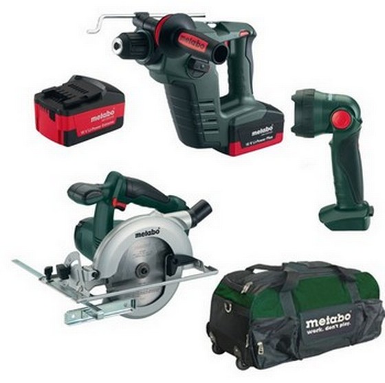 METABO BHA18LTX 2 MODE SDS DRILL + KSA18 CIRCULAR SAW + TORCH 2 X 4.0ah BATTERIES